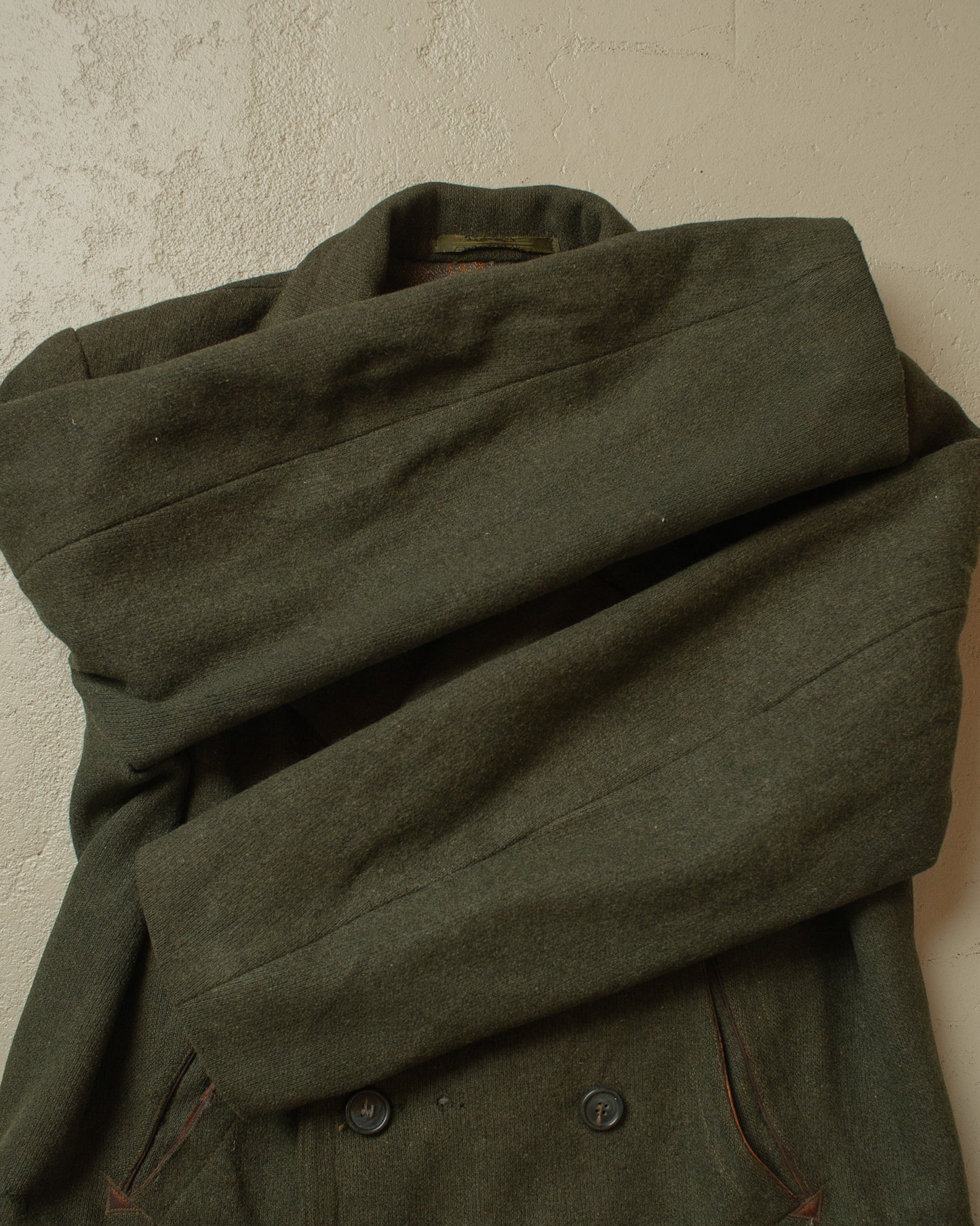 1950s German Half Belted Wool Sports Coat green - L