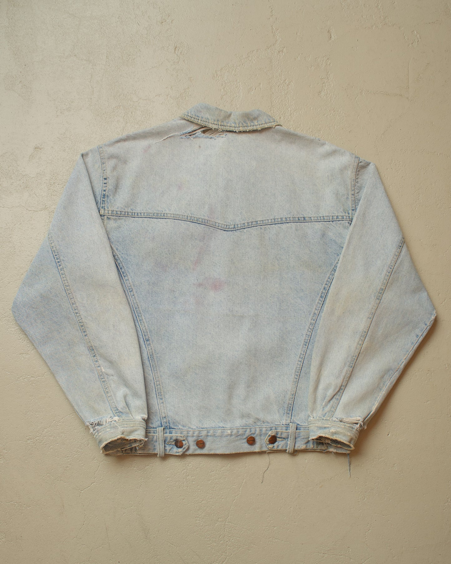 1980s Euro distressed Denim Jacket blue - L/XL
