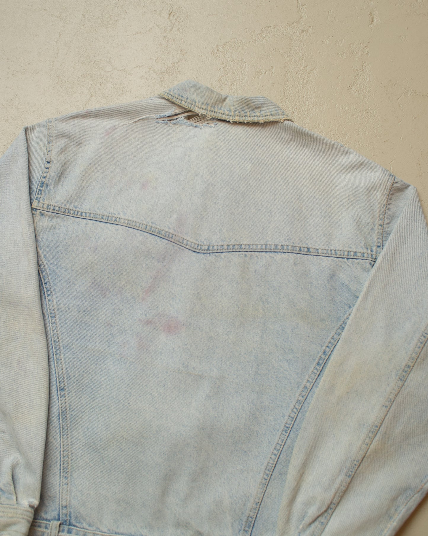 1980s Euro distressed Denim Jacket blue - L/XL