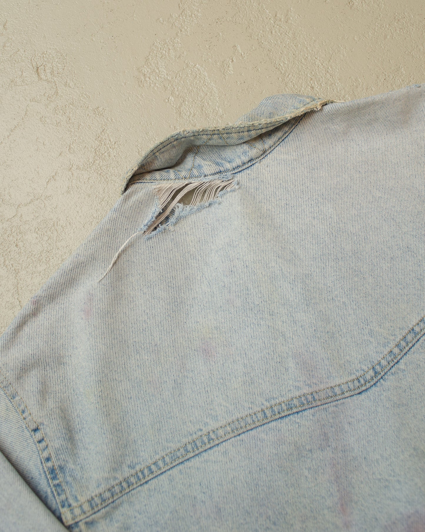 1980s Euro distressed Denim Jacket blue - L/XL
