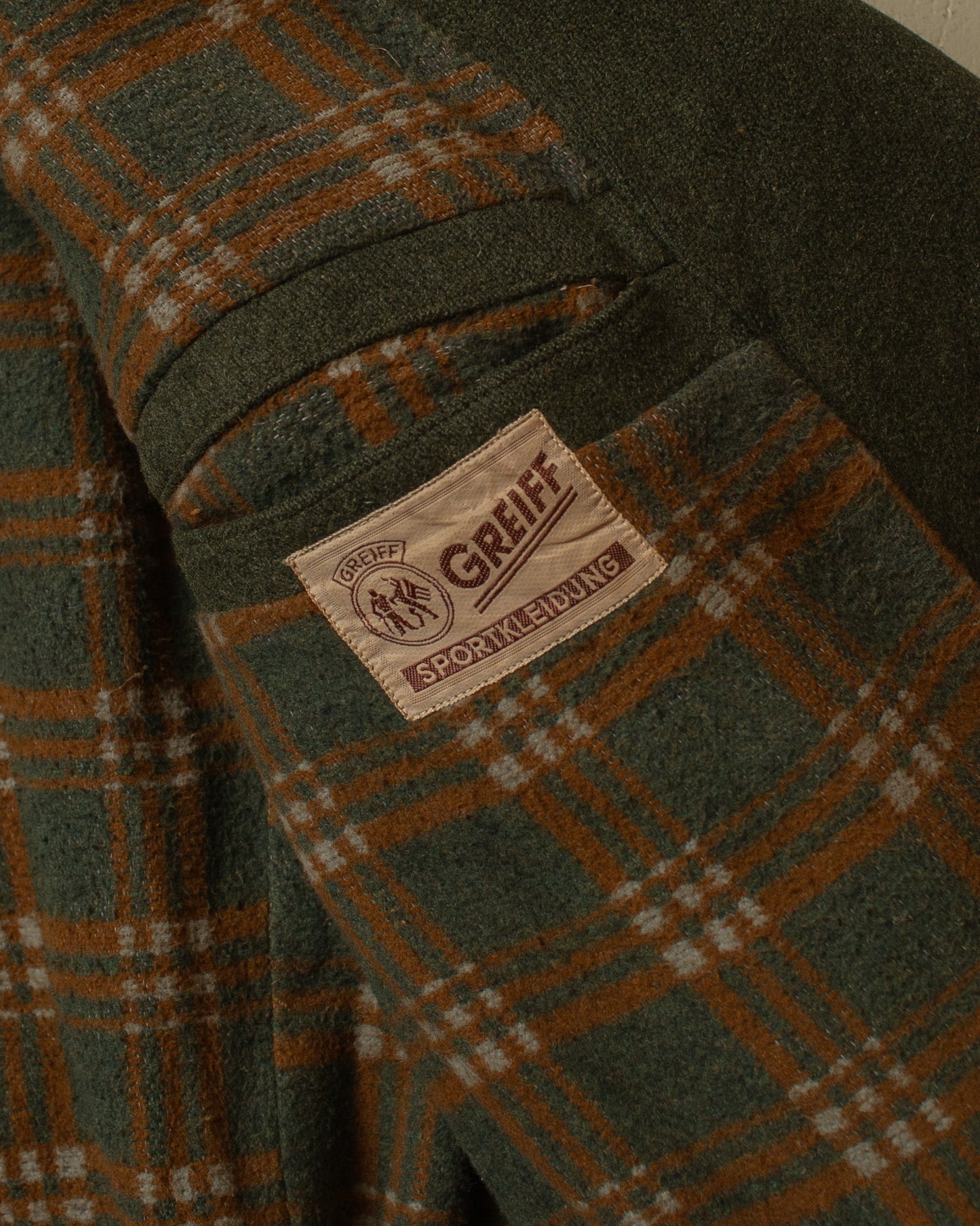 1950s German Half Belted Wool Sports Coat green - L