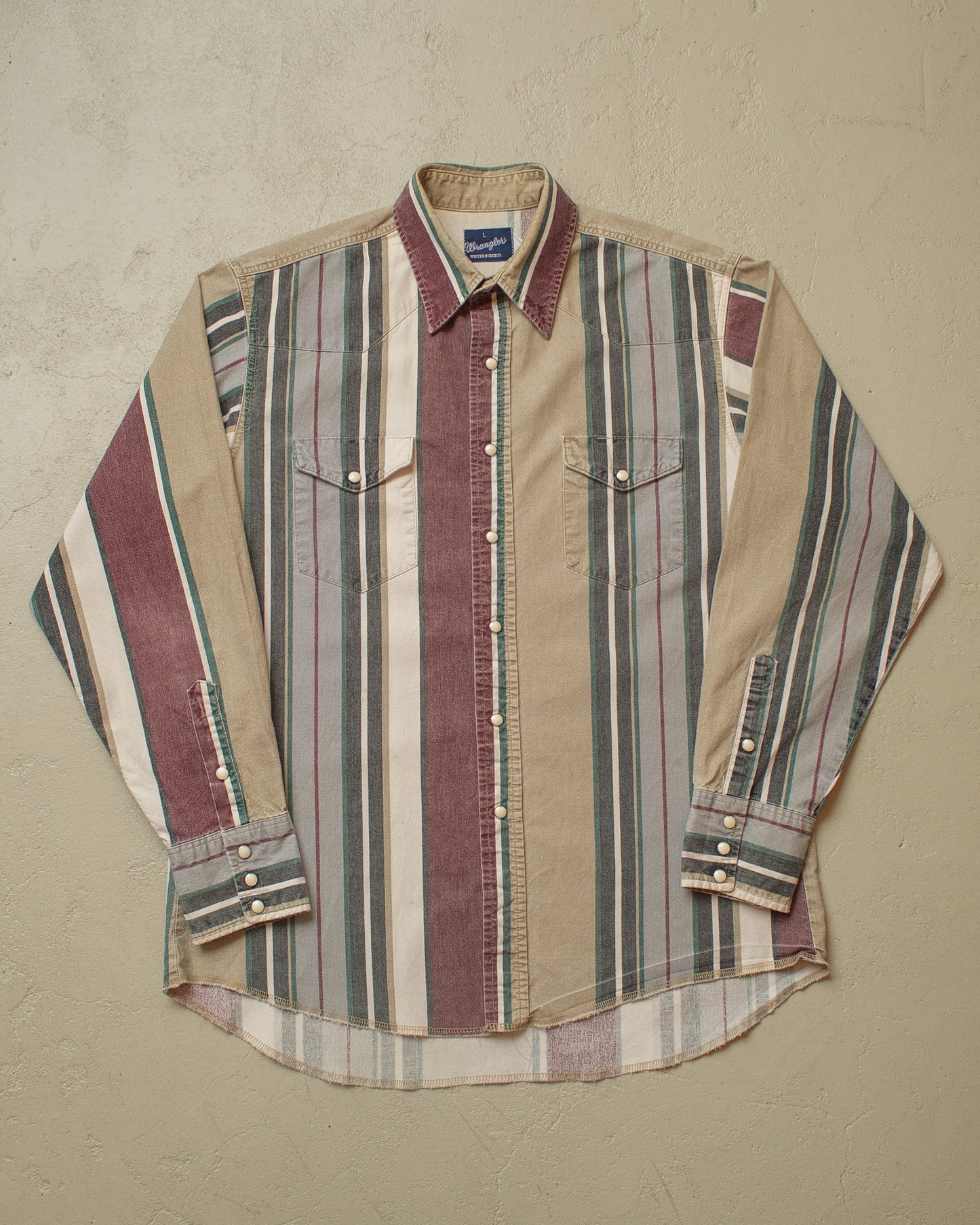 1970s/80s Wrangler striped Pearl Snap Shirt - L/XL