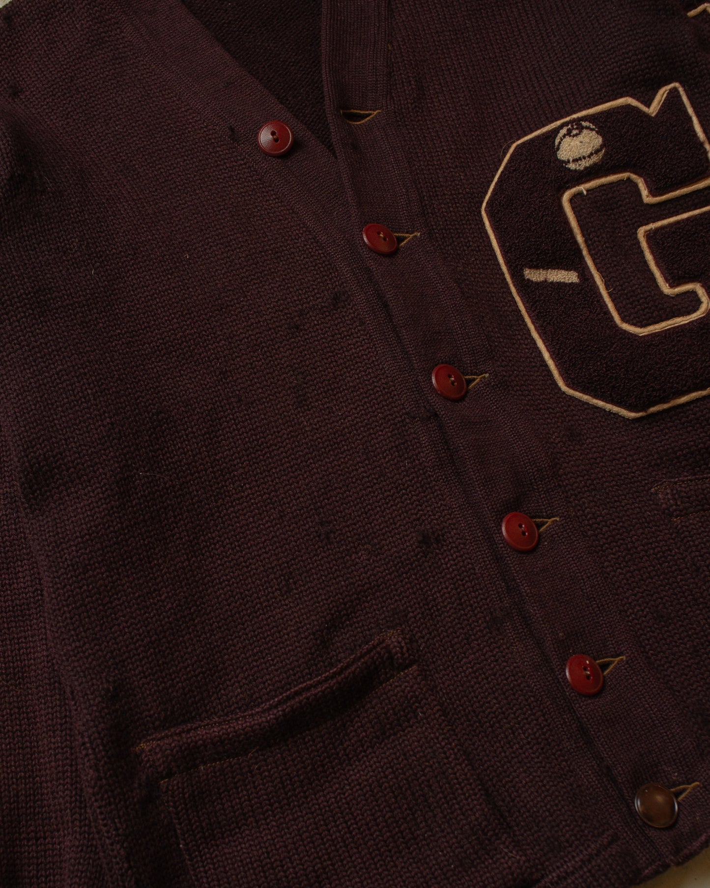 1940s Varsity Knit Cardigan burgundy - M