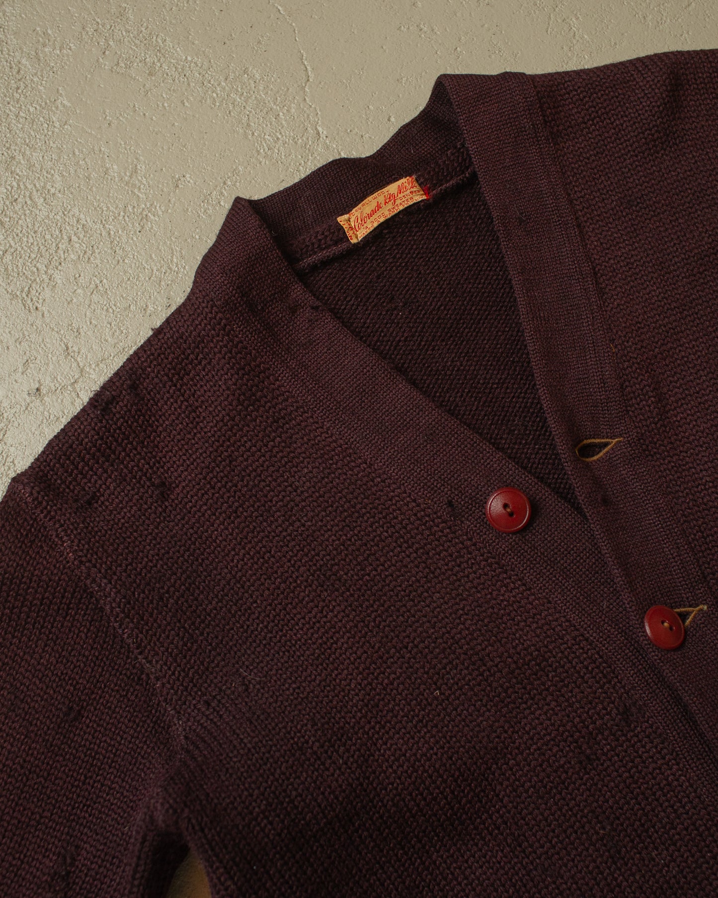 1940s Varsity Knit Cardigan burgundy - M