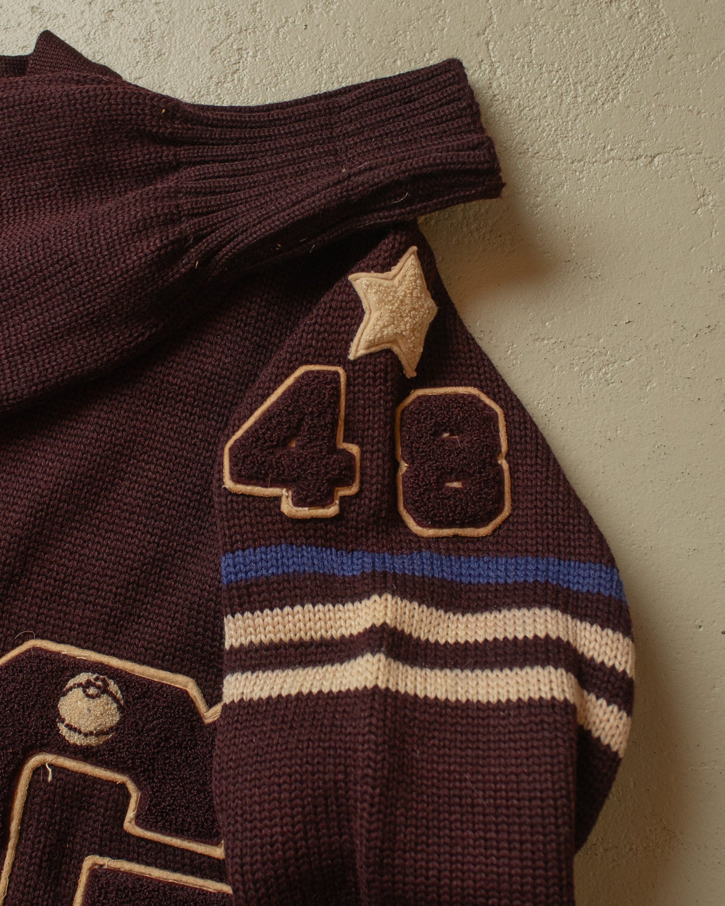 1940s Varsity Knit Cardigan burgundy - M