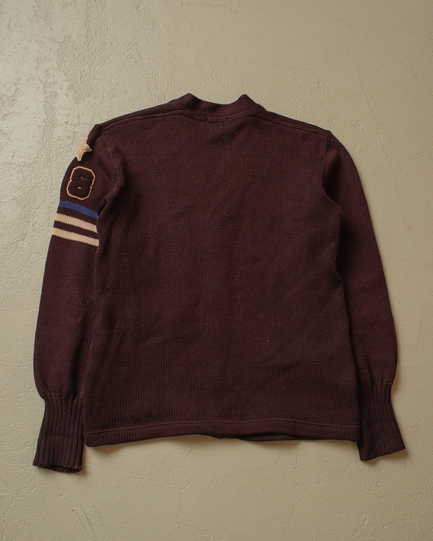 1940s Varsity Knit Cardigan burgundy - M