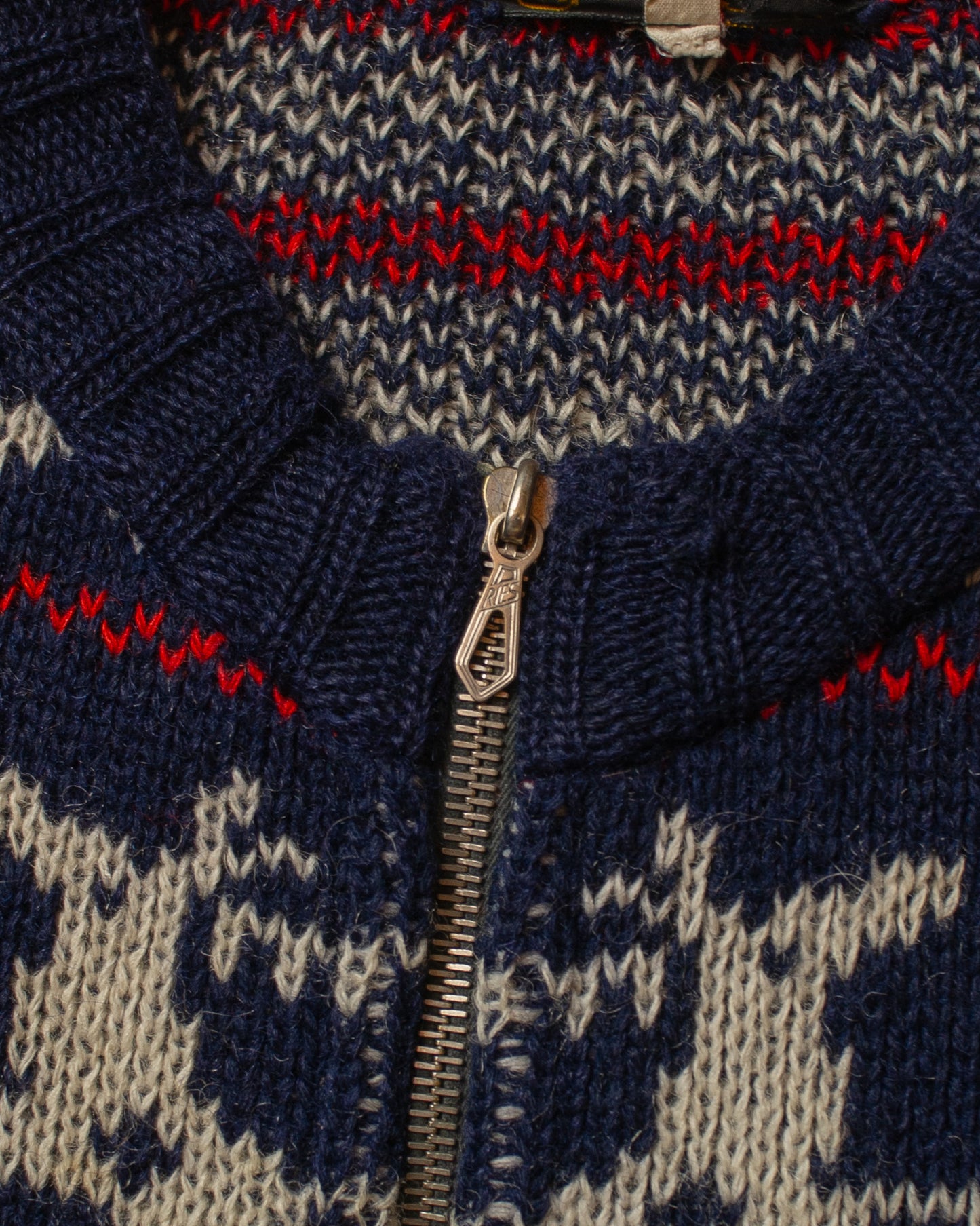 1960s distressed Printed Knit Jacket navyblue - M