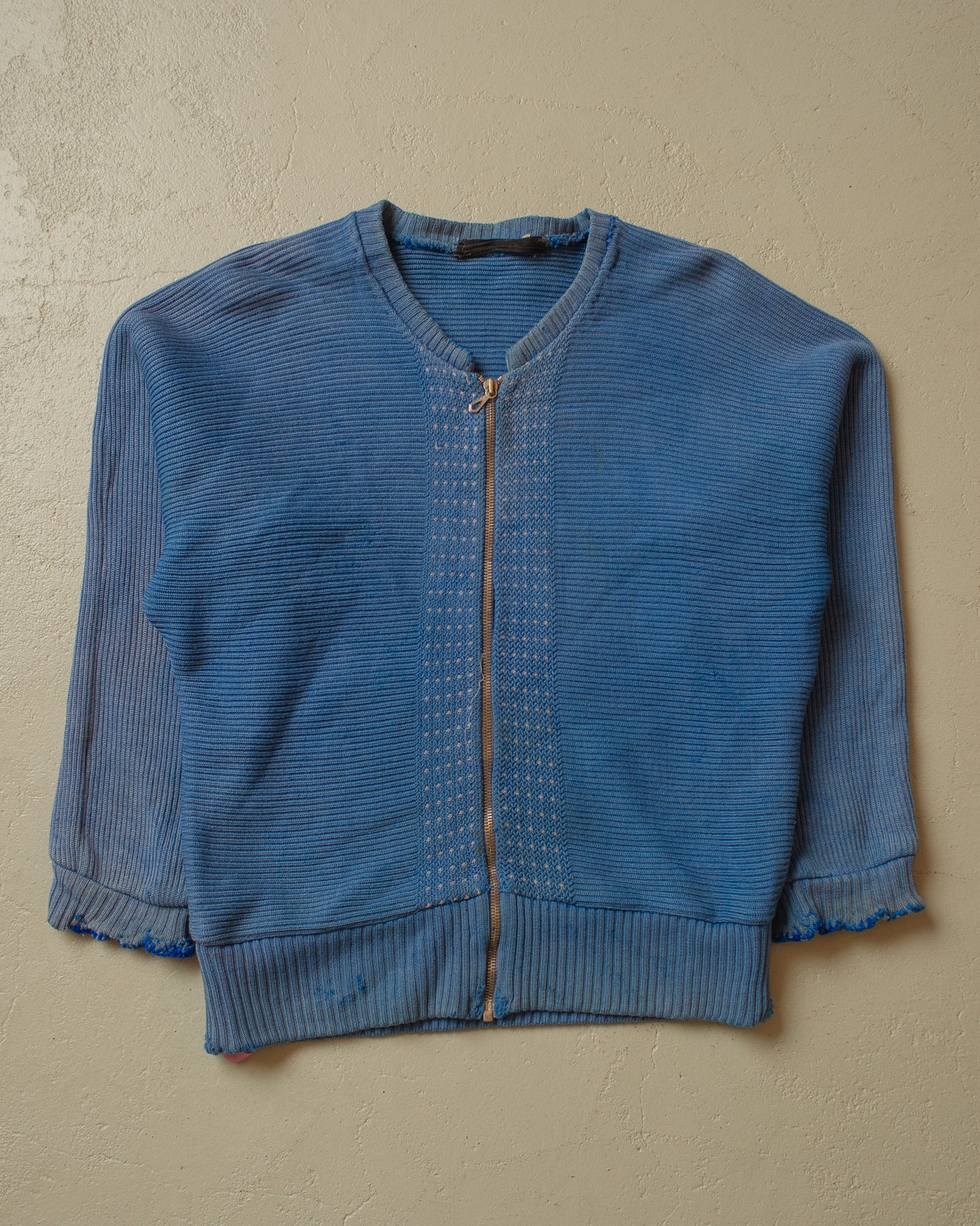 1950s/60s distressed Womens Knit Jacket blue - M/L