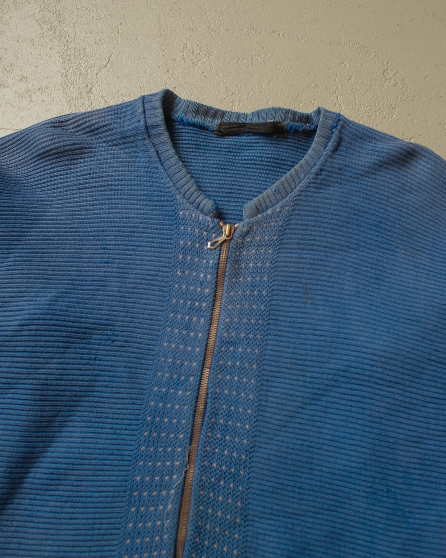 1950s/60s distressed Womens Knit Jacket blue - M/L