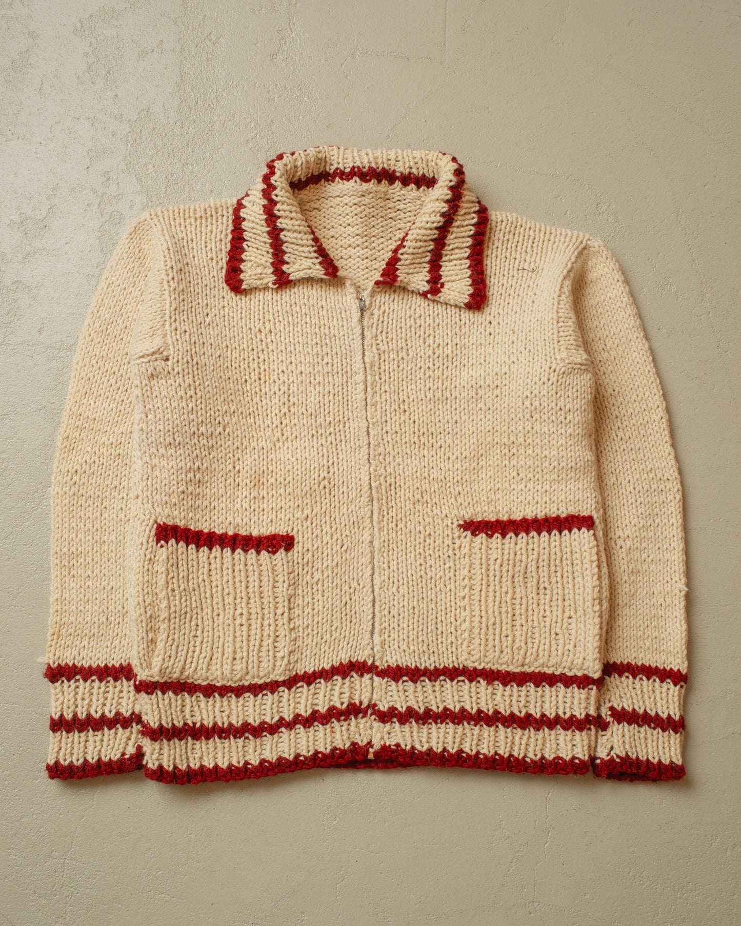 1970s Handmade Knit Jacket beige - M