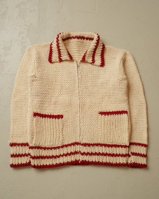 1970s Handmade Knit Jacket beige - M