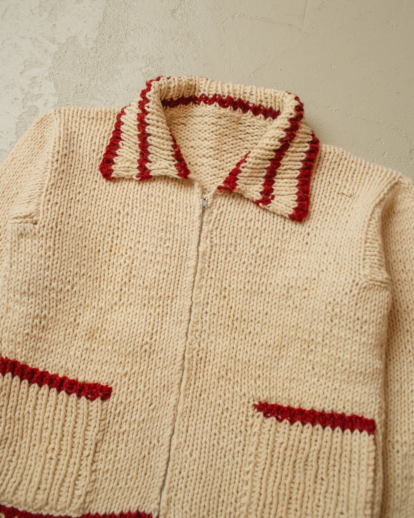 1970s Handmade Knit Jacket beige - M