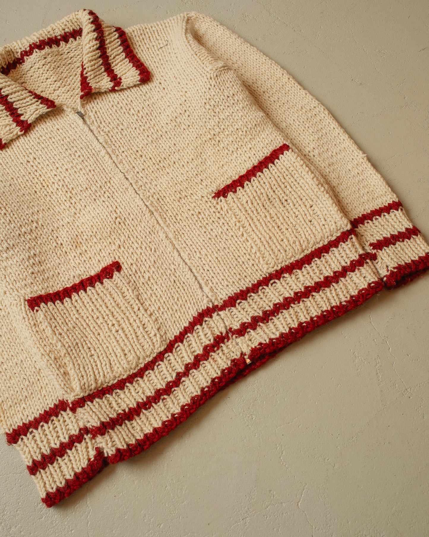 1970s Handmade Knit Jacket beige - M