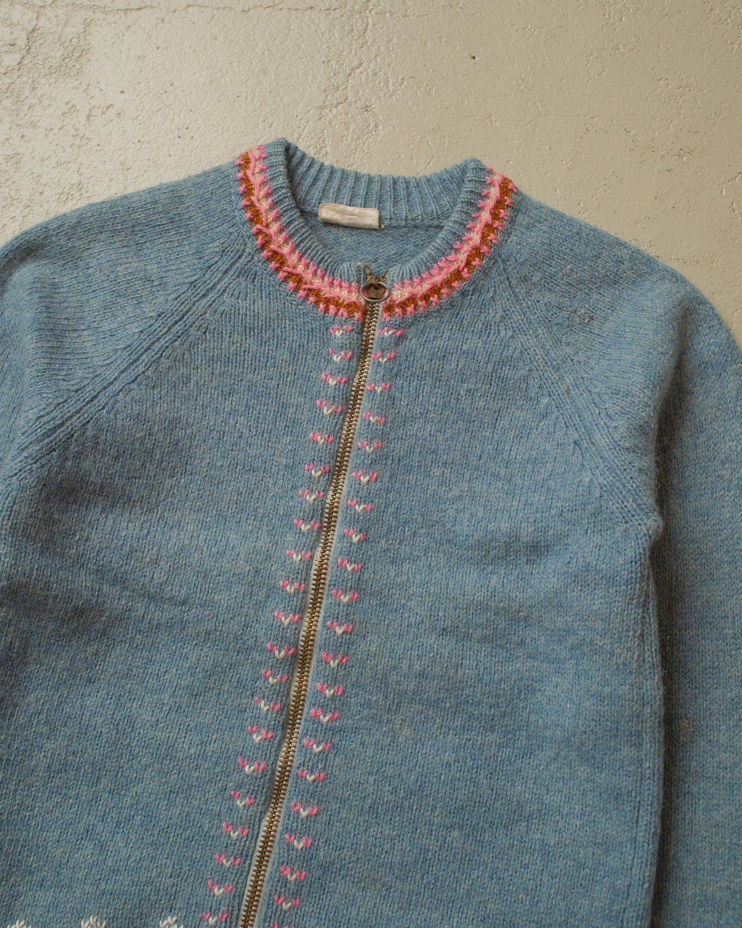 1970s Embroidered Knit Jacket blue - 128