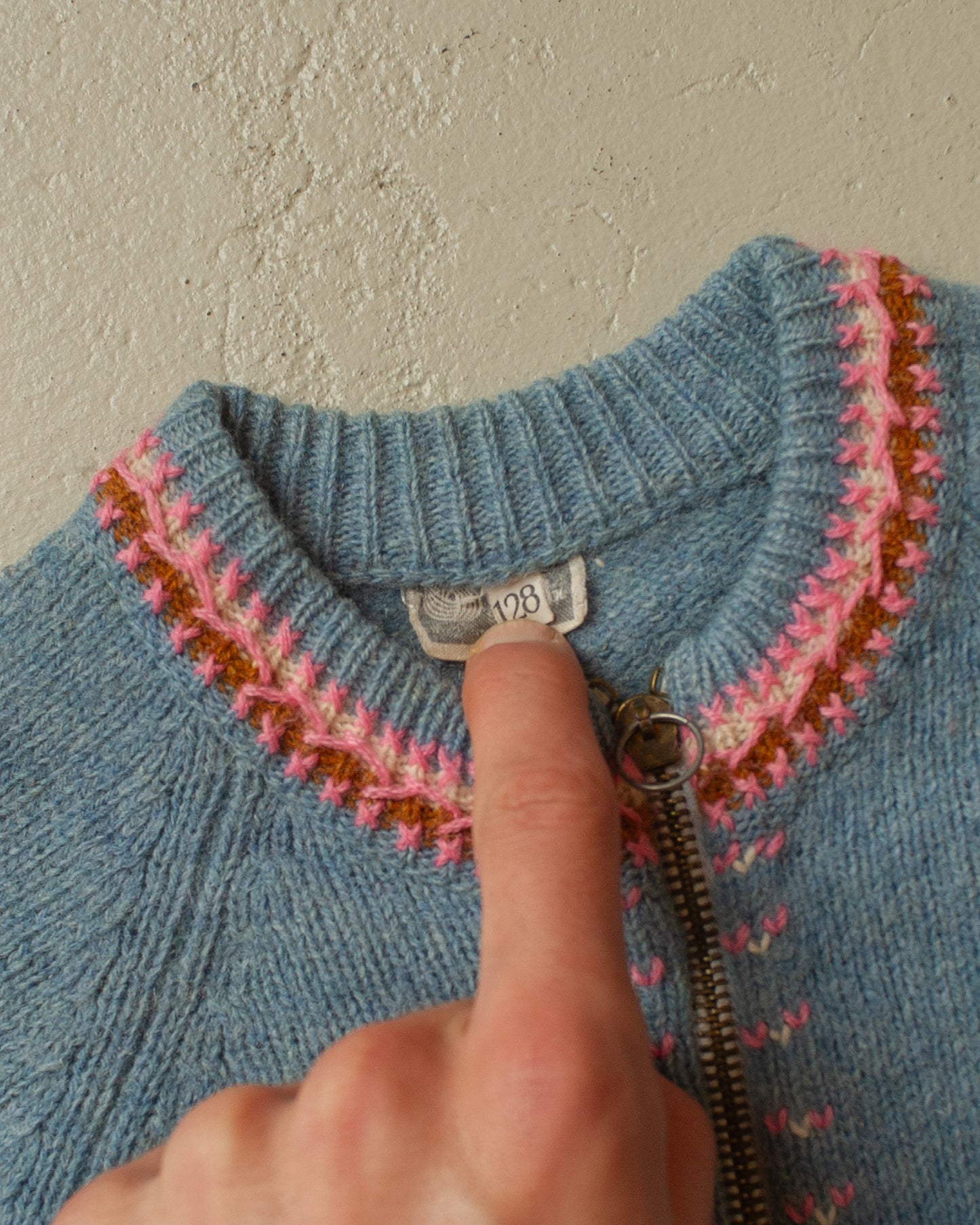 1970s Embroidered Knit Jacket blue - 128