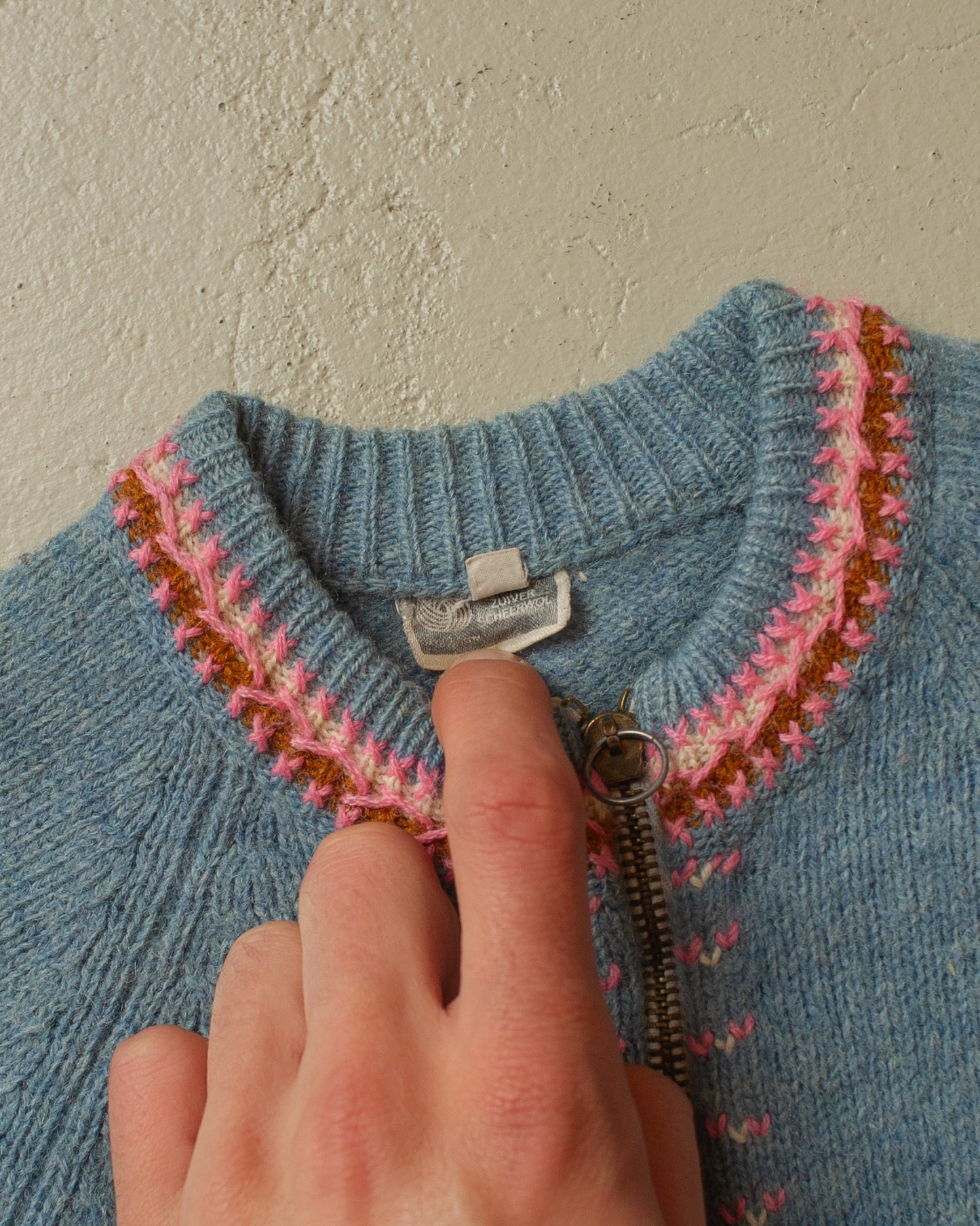 1970s Embroidered Knit Jacket blue - 128