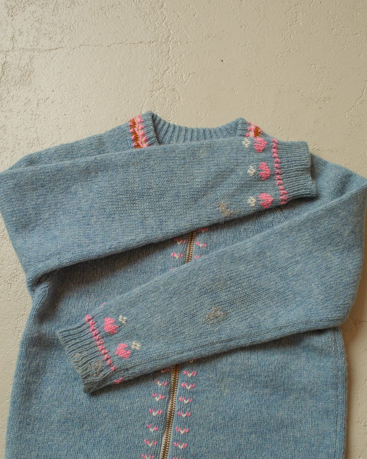 1970s Embroidered Knit Jacket blue - 128