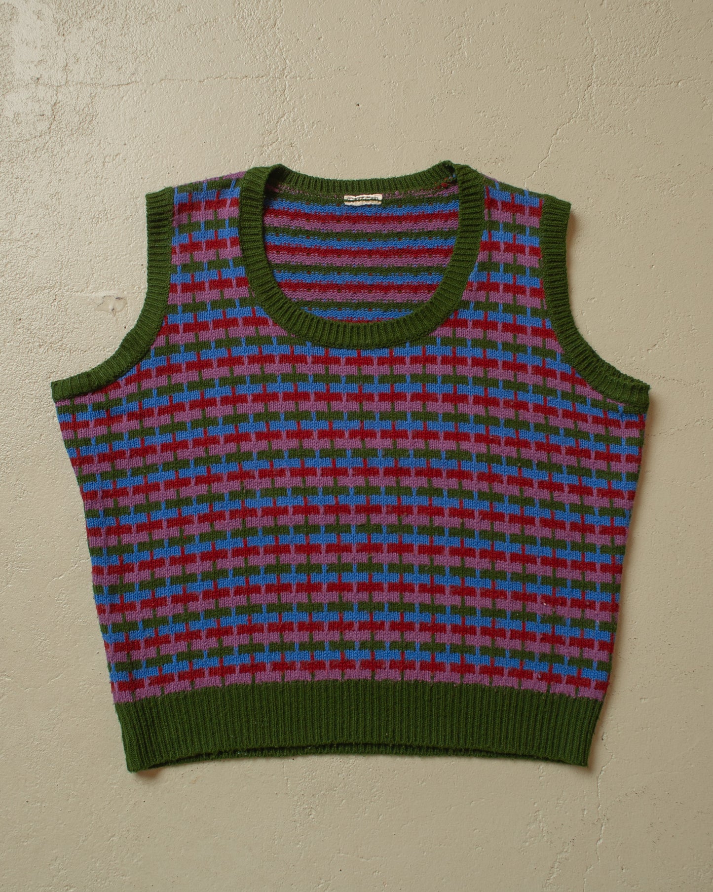 1970s Womens checkered Knit Vest multi - XS/S