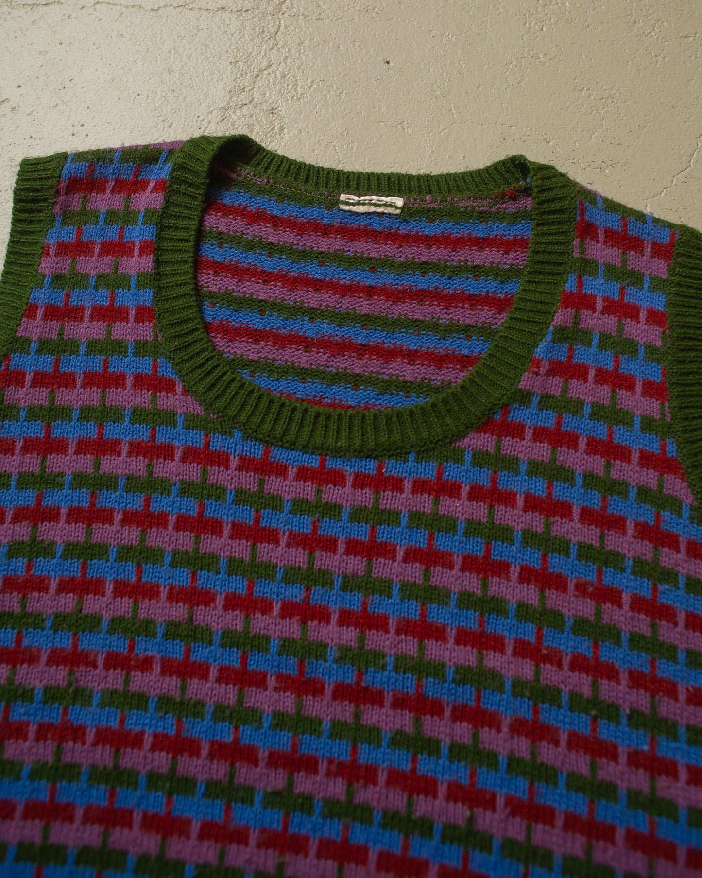 1970s Womens checkered Knit Vest multi - XS/S