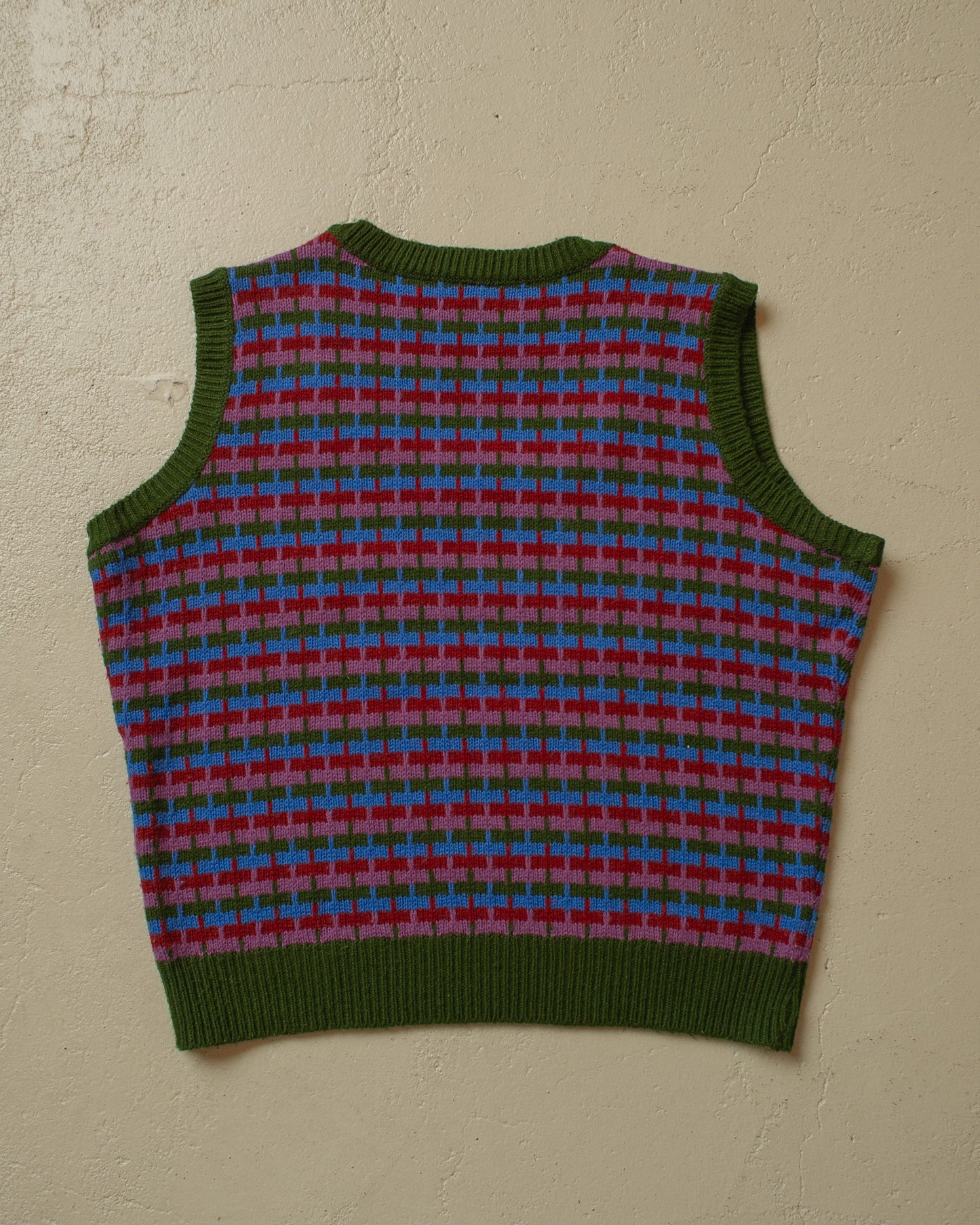 1970s Womens checkered Knit Vest multi - XS/S