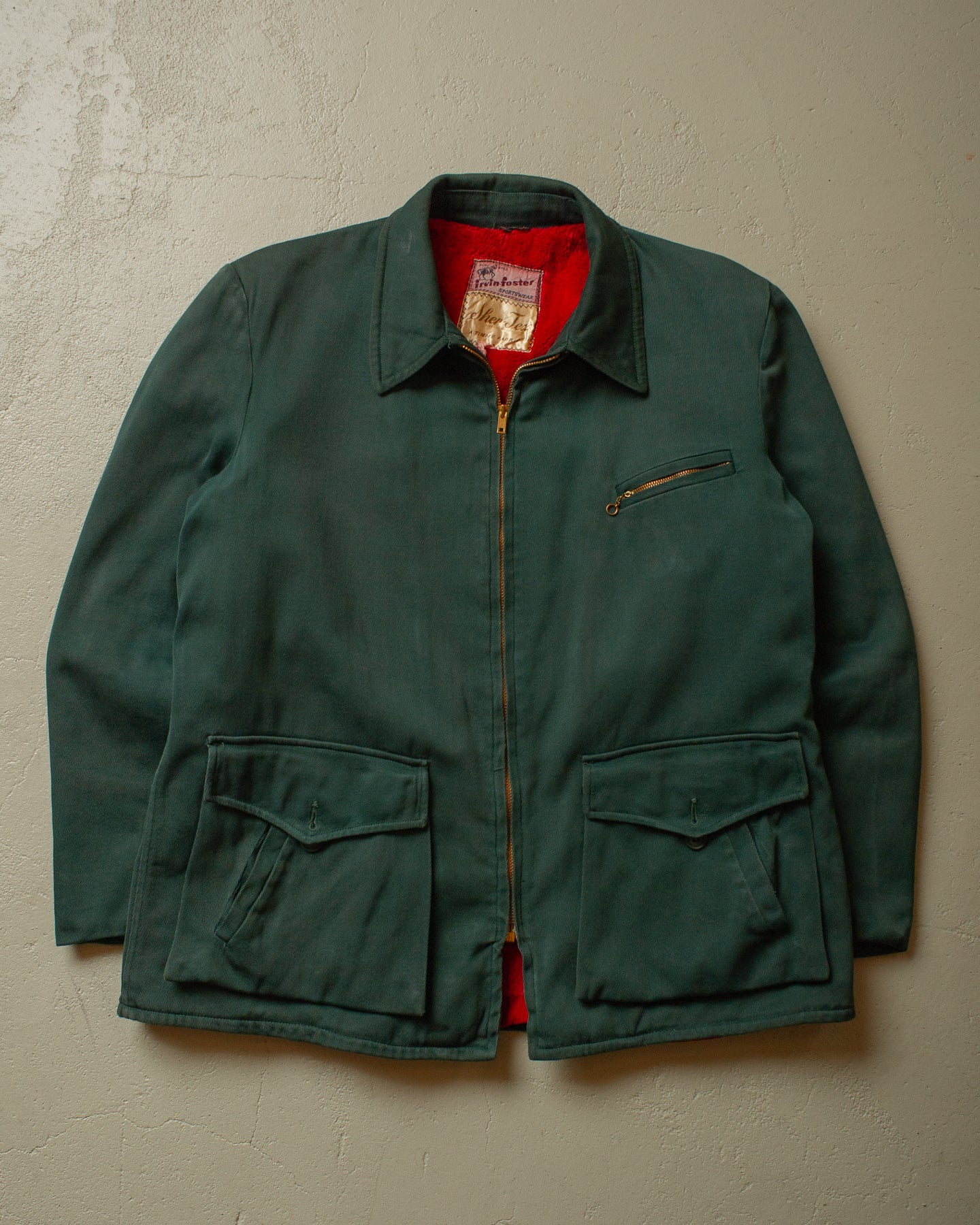 1950s Irwin Foster Sherpa lined Jacket green - M/L