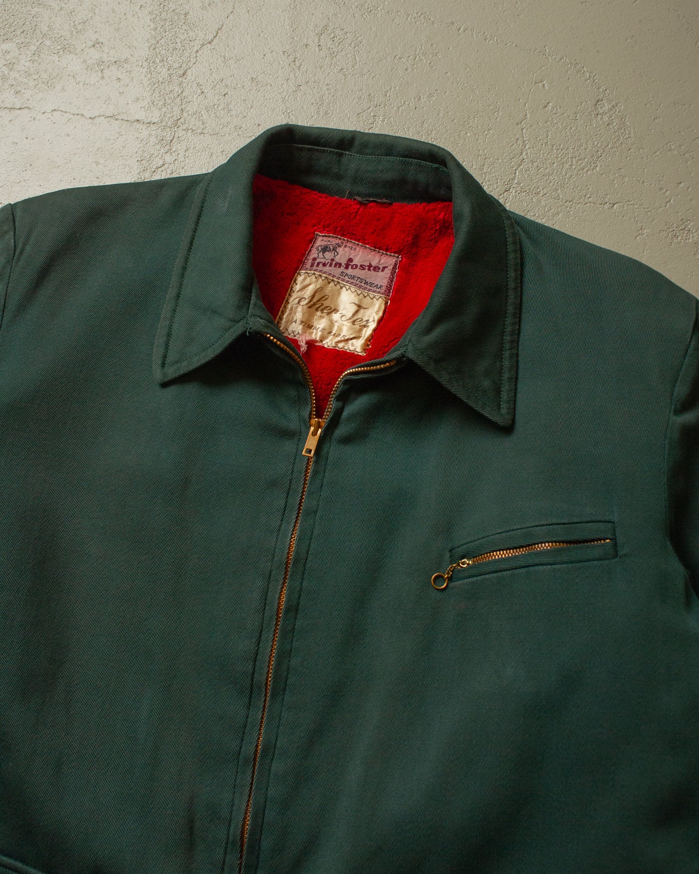 1950s Irwin Foster Sherpa lined Jacket green - M/L