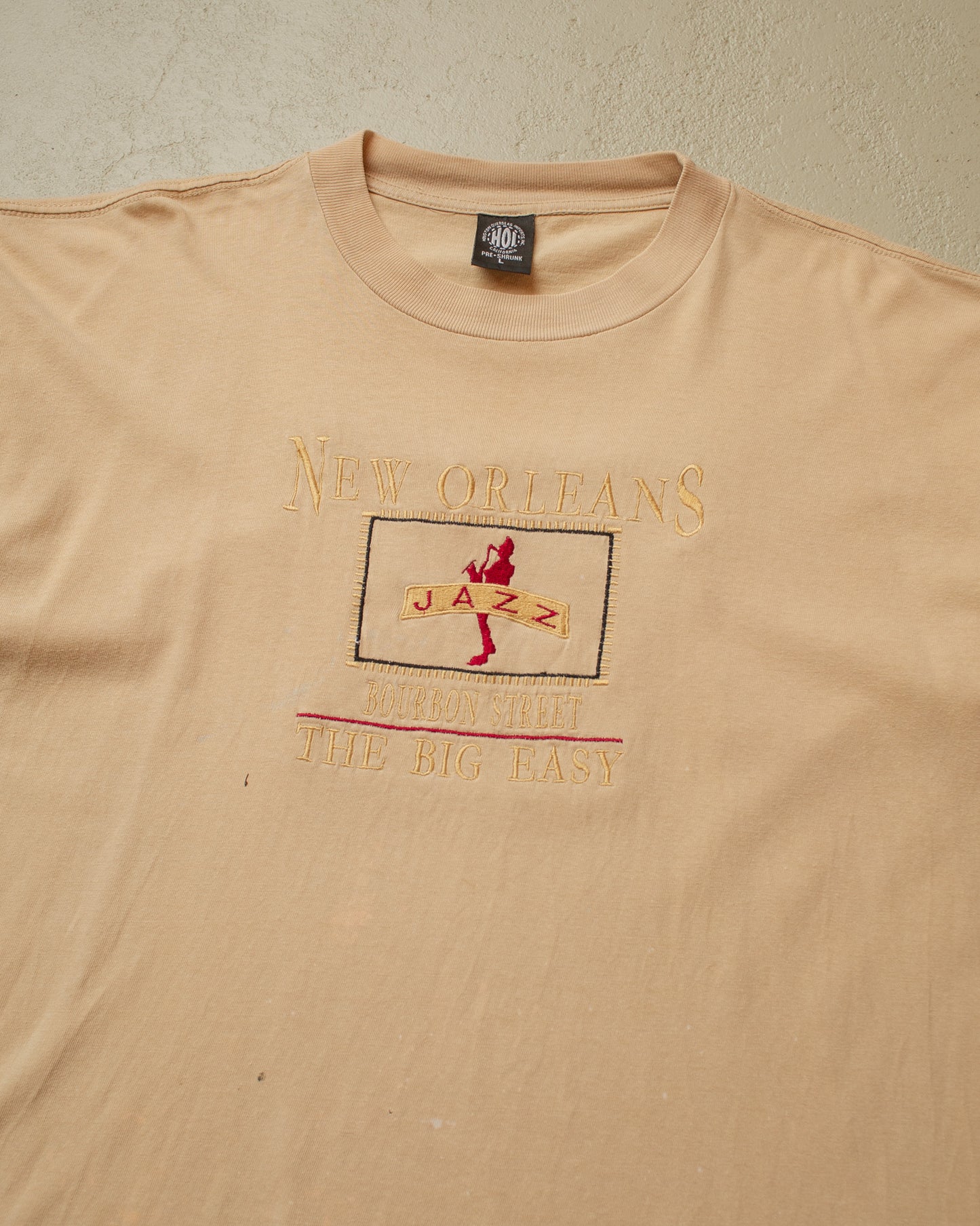 1990s stained New Orleans Jazz T-shirt beige - L/XL