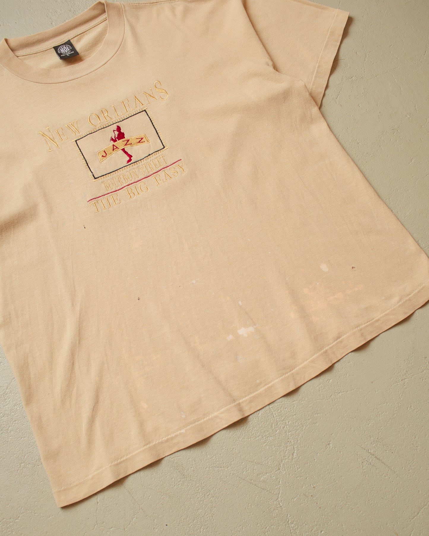 1990s stained New Orleans Jazz T-shirt beige - L/XL