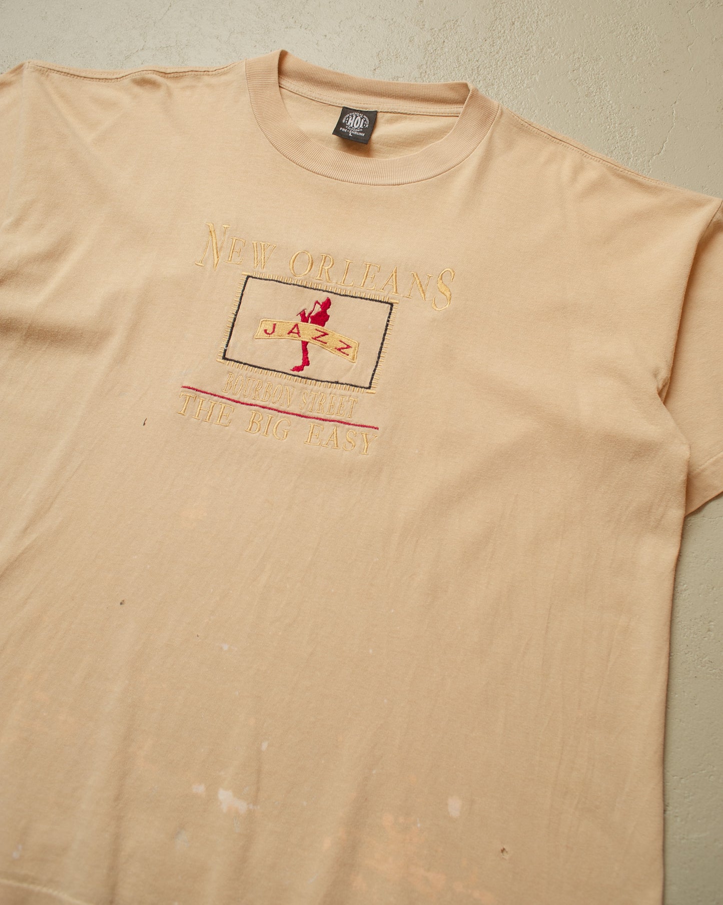 1990s stained New Orleans Jazz T-shirt beige - L/XL