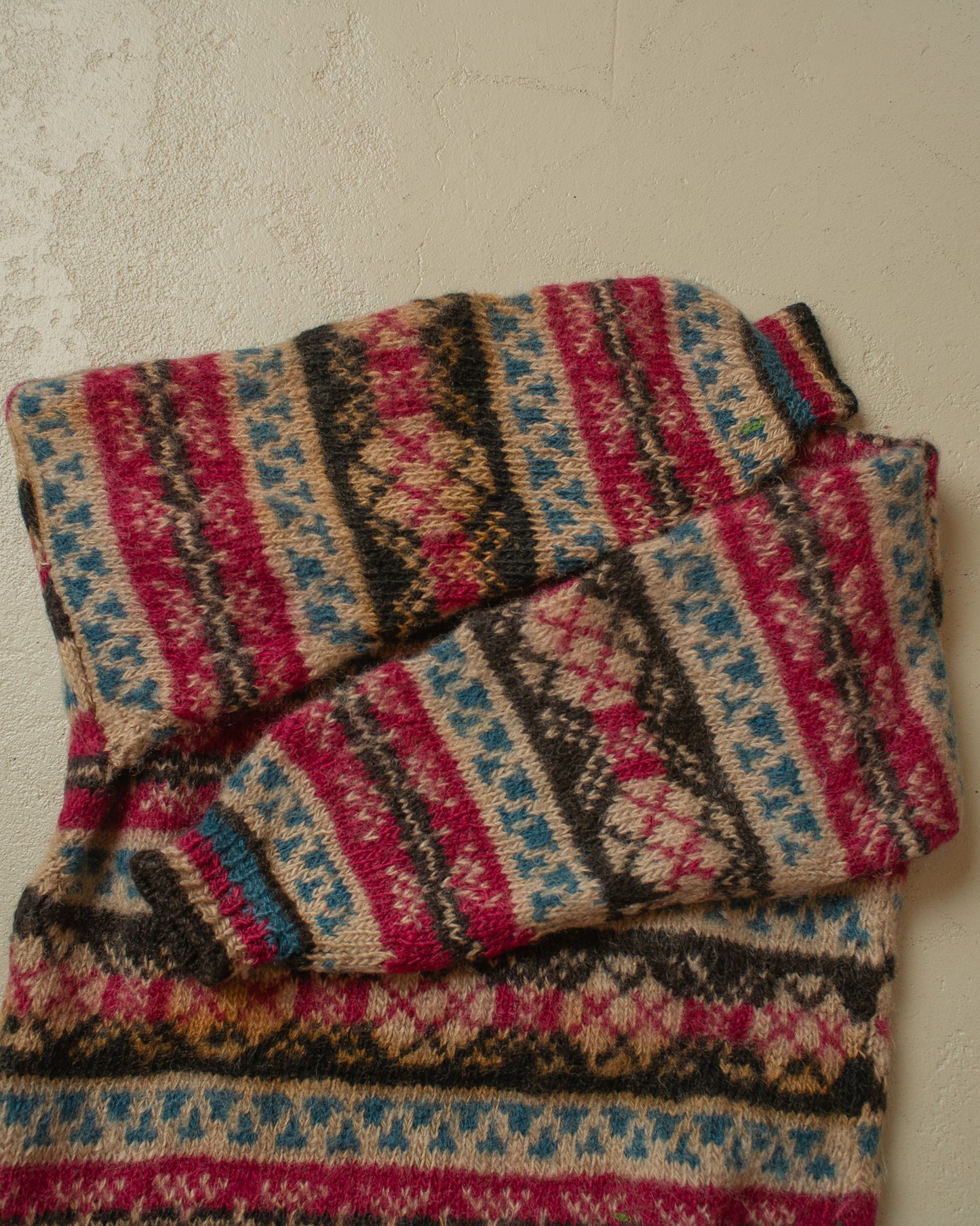1970s/80s Handmade crazy Pattern Knit Sweater - M