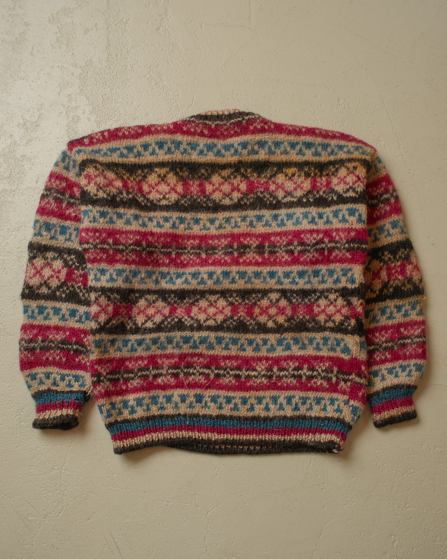 1970s/80s Handmade crazy Pattern Knit Sweater - M