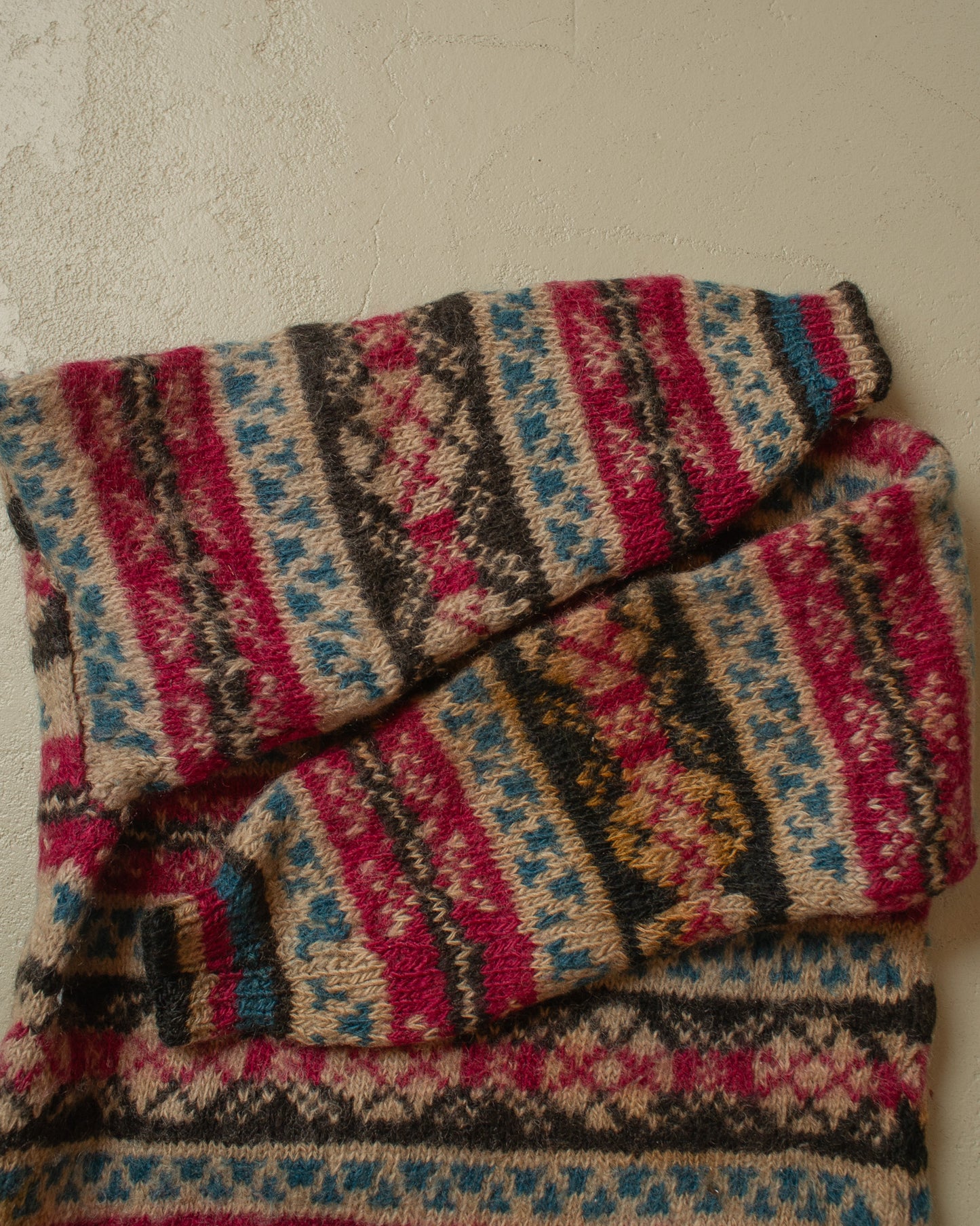 1970s/80s Handmade crazy Pattern Knit Sweater - M