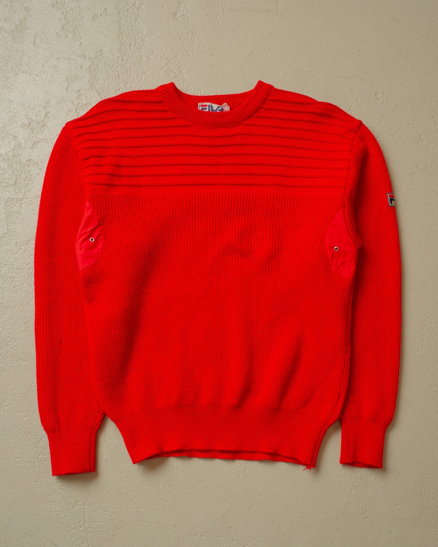 1980s Fila Textured Ski Knit Sweater red - M