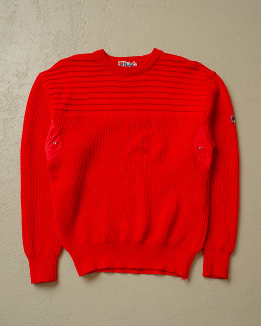 1980s Fila Textured Ski Knit Sweater red - M