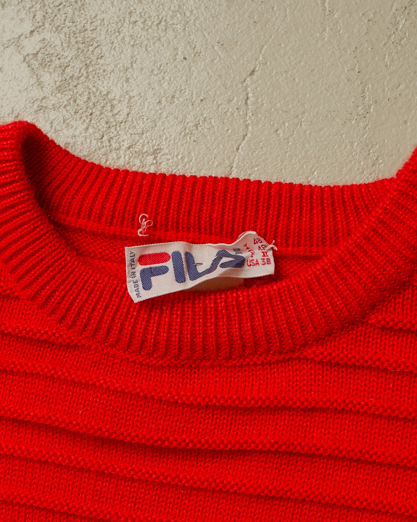 1980s Fila Textured Ski Knit Sweater red - M