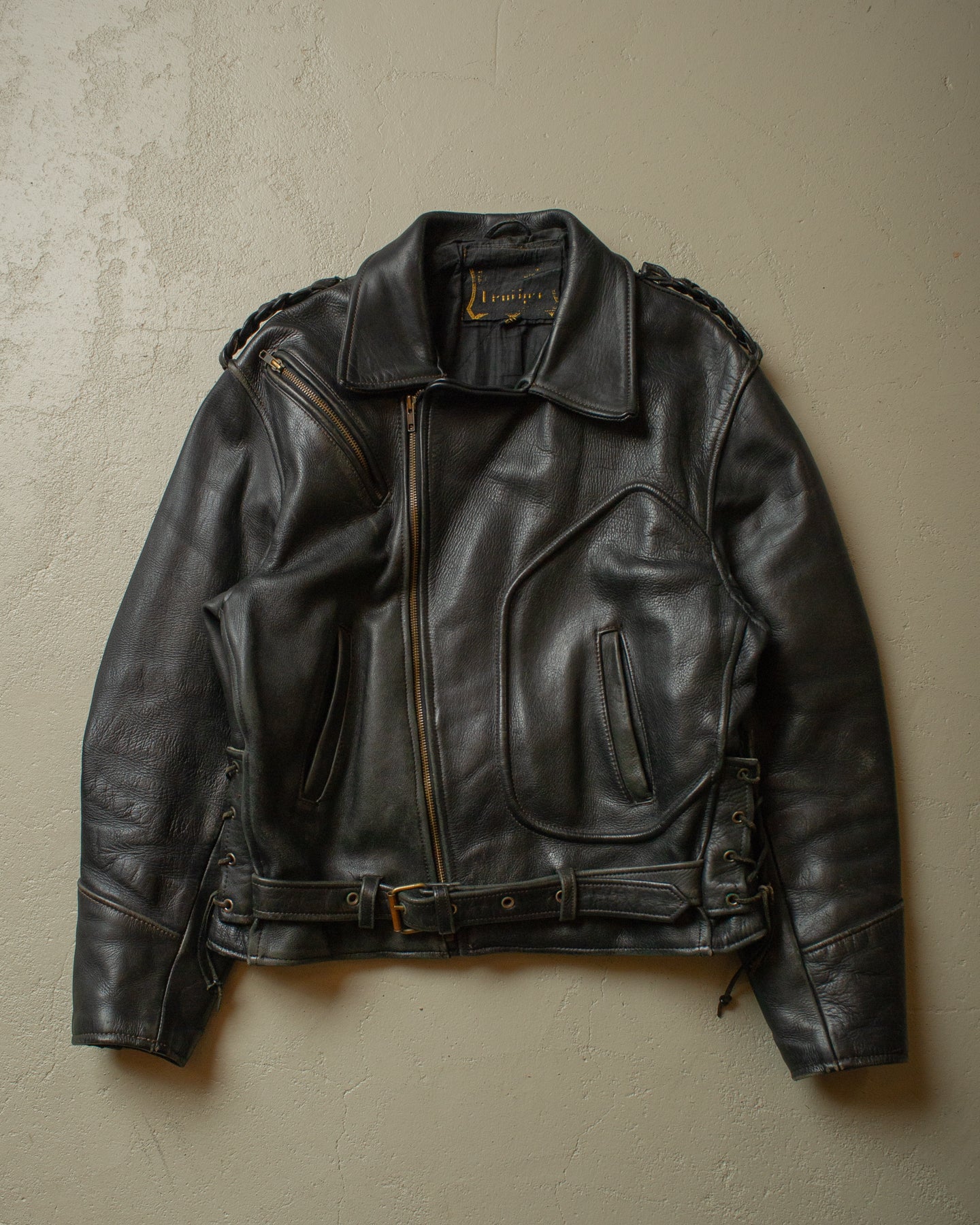 1980s Biker Leather Jacket black - L