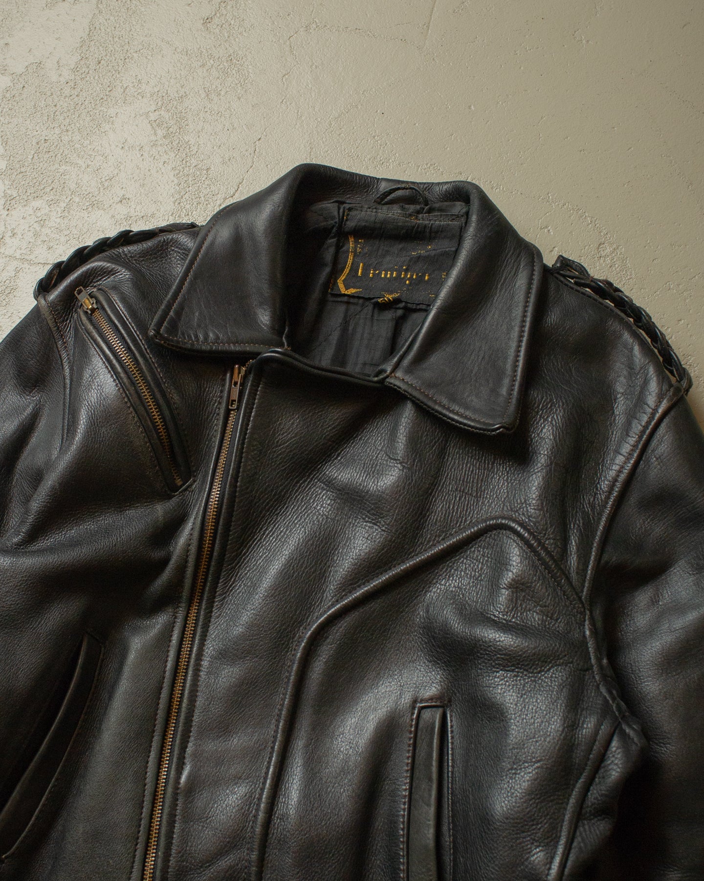 1980s Biker Leather Jacket black - L