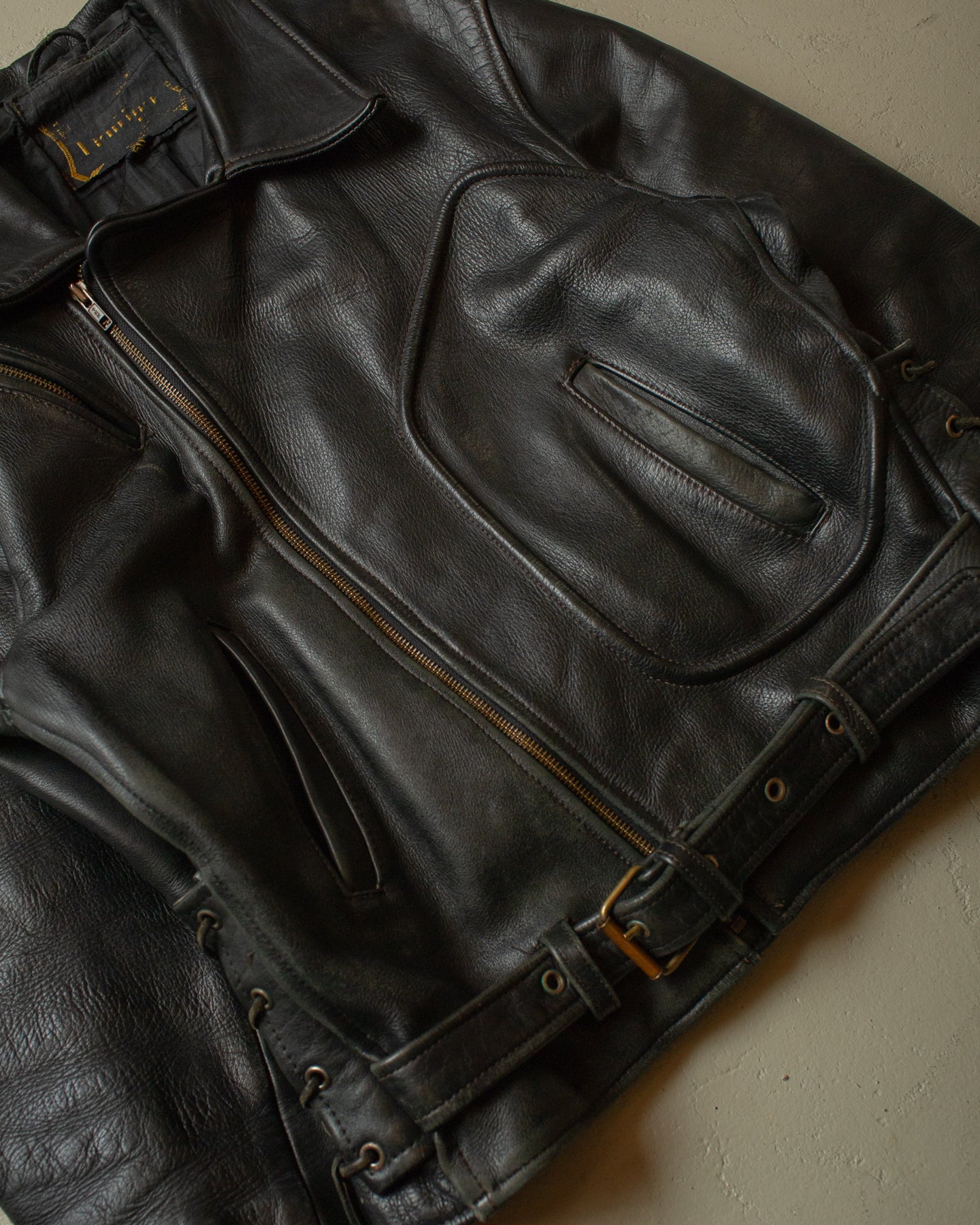 1980s Biker Leather Jacket black - L