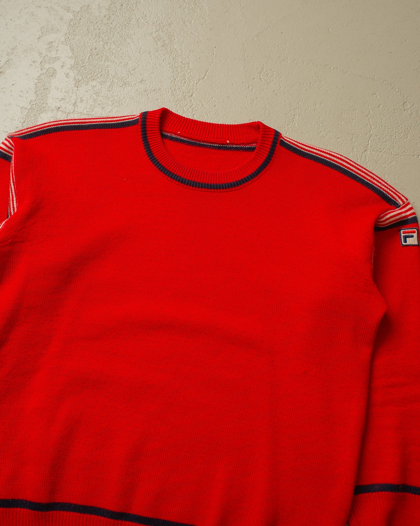 1980s Fila light Knit Sweater red - S/M