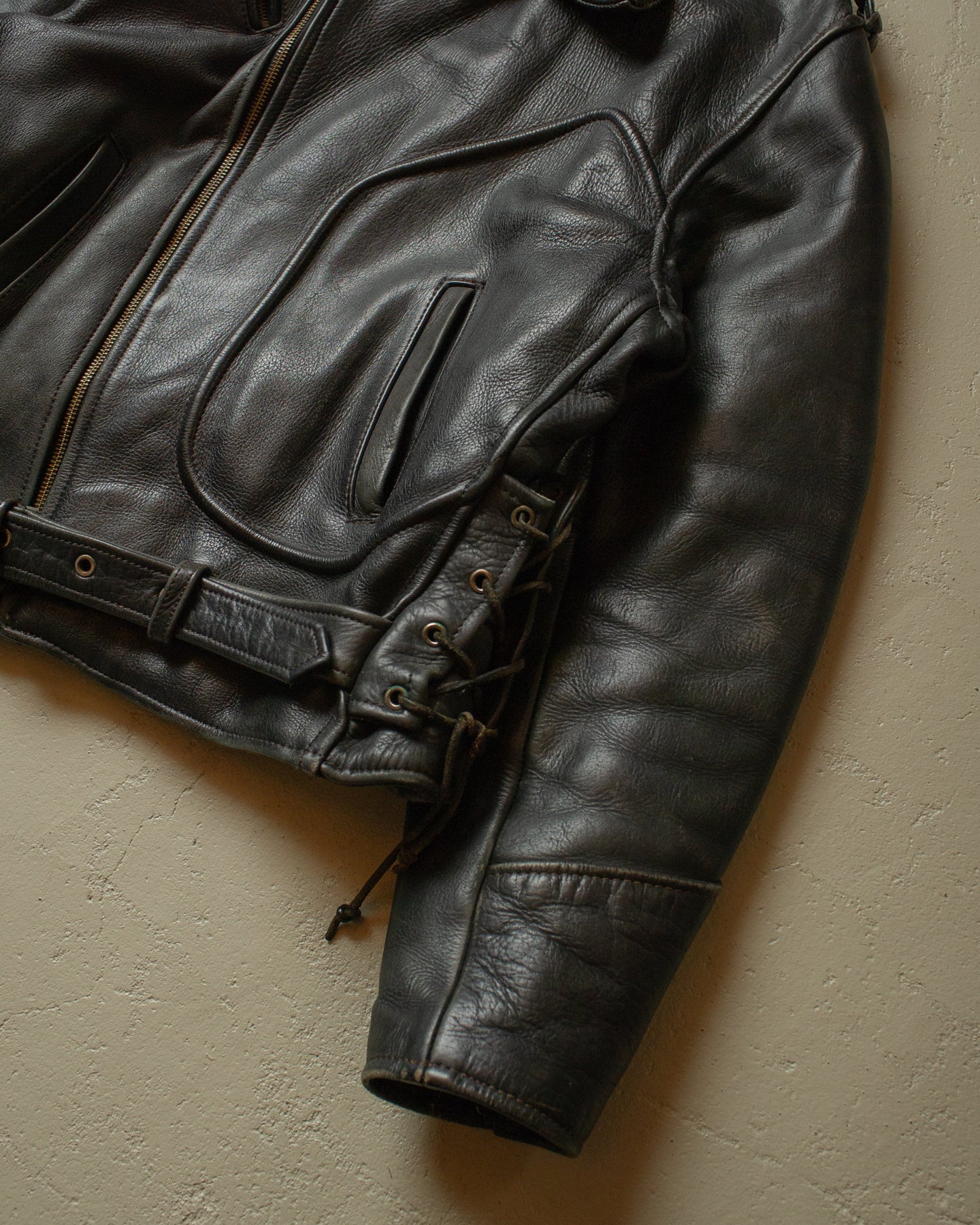1980s Biker Leather Jacket black - L