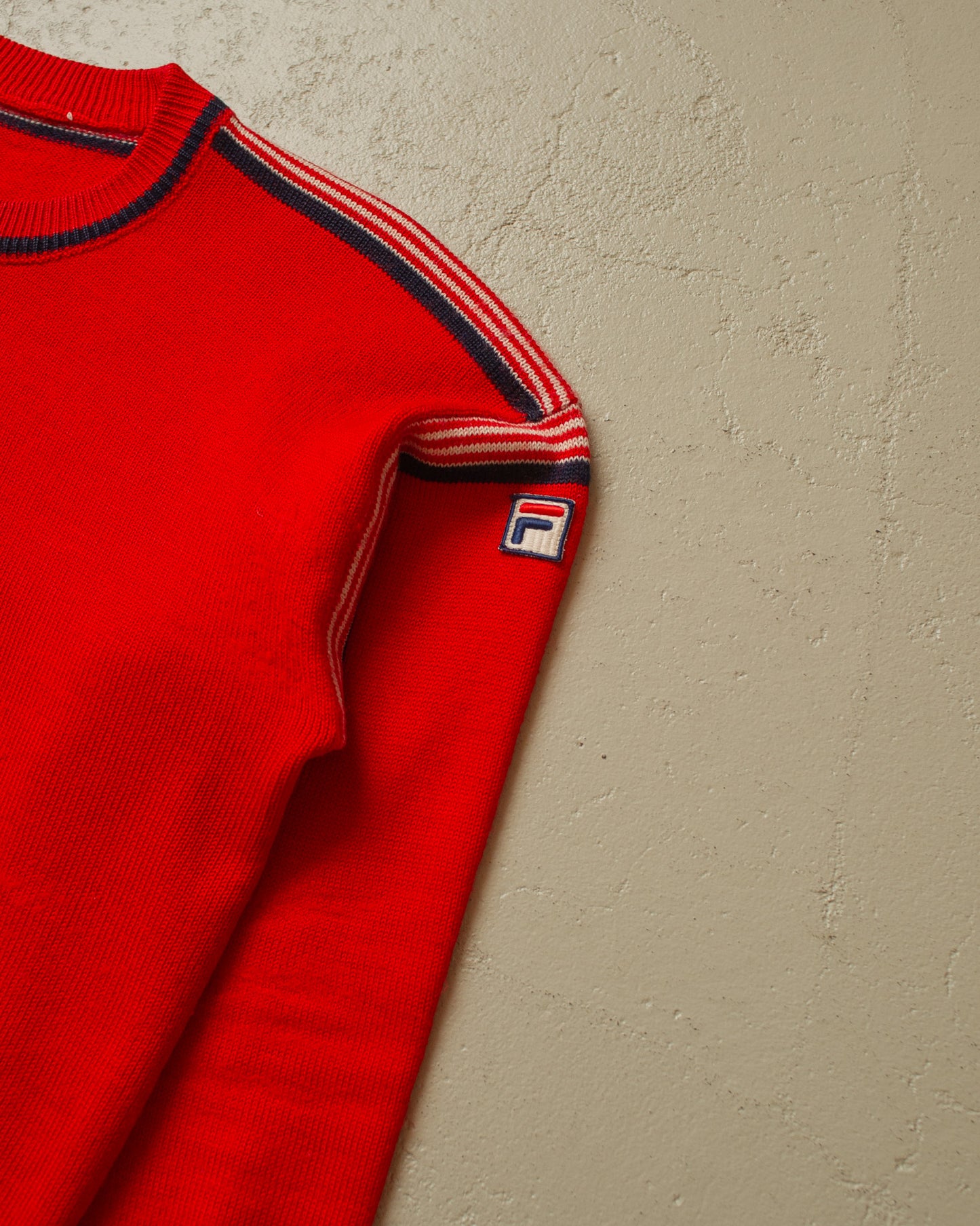 1980s Fila light Knit Sweater red - S/M