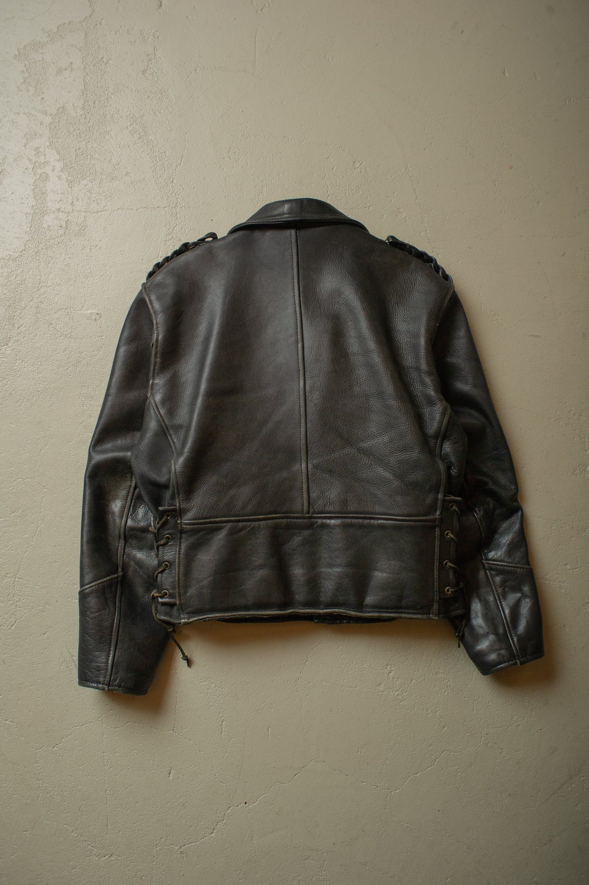 1980s Biker Leather Jacket black - L