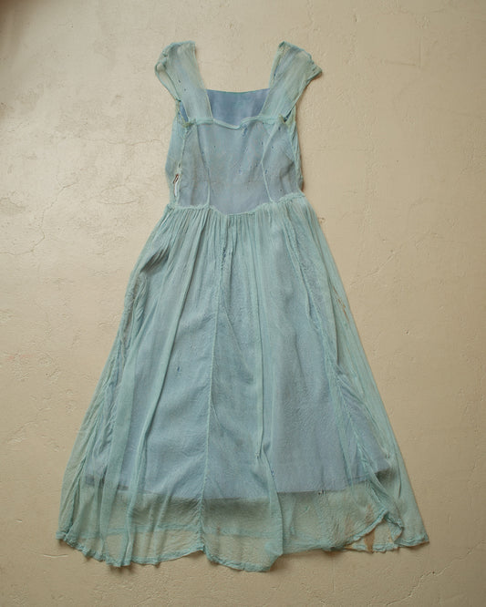 1950s Womens German "2in1" Dress blue - S/M