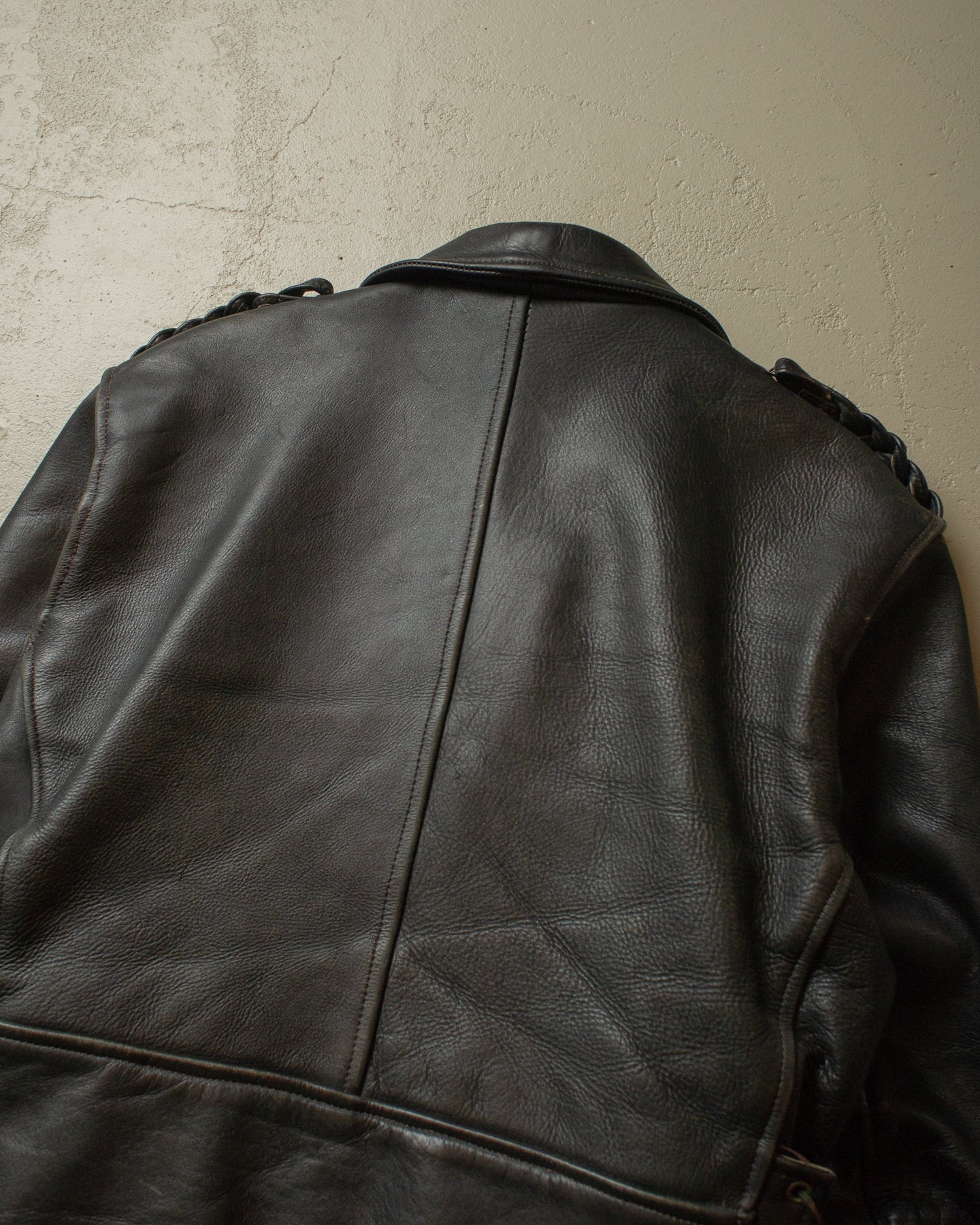 1980s Biker Leather Jacket black - L