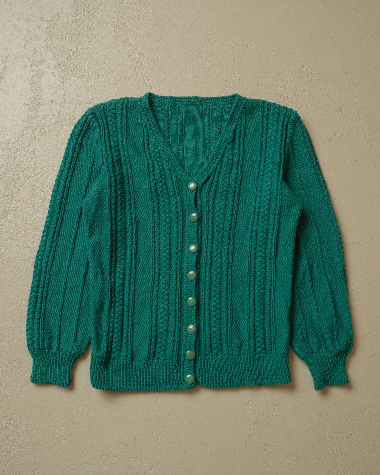 1960s Handmade Womens Knit Jacket green - S