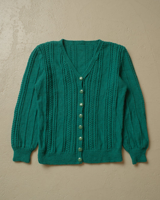 1960s Handmade Womens Knit Jacket green - S