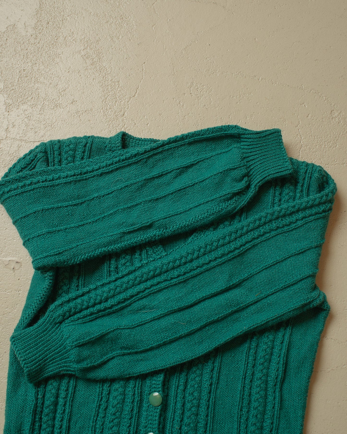 1960s Handmade Womens Knit Jacket green - S