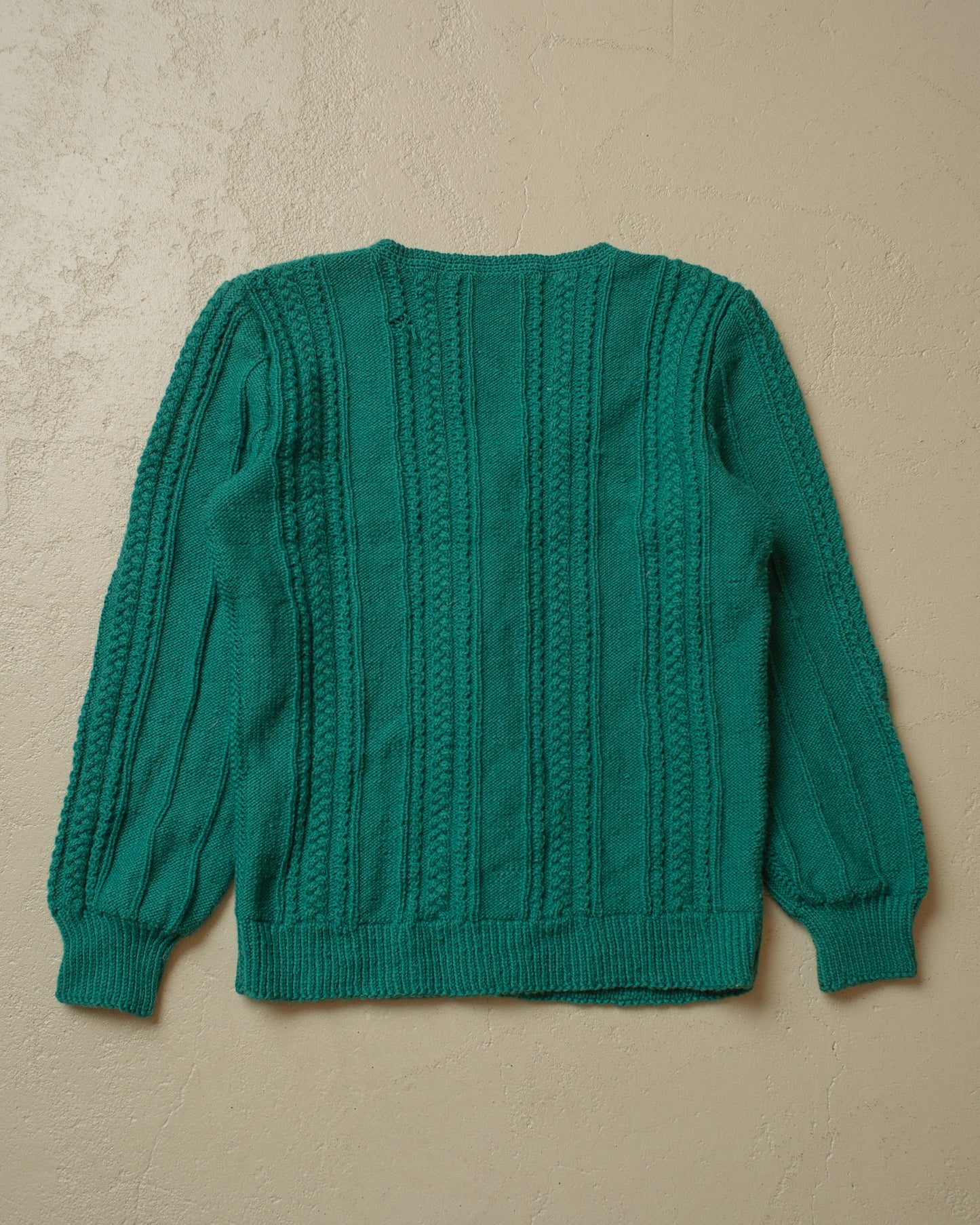 1960s Handmade Womens Knit Jacket green - S