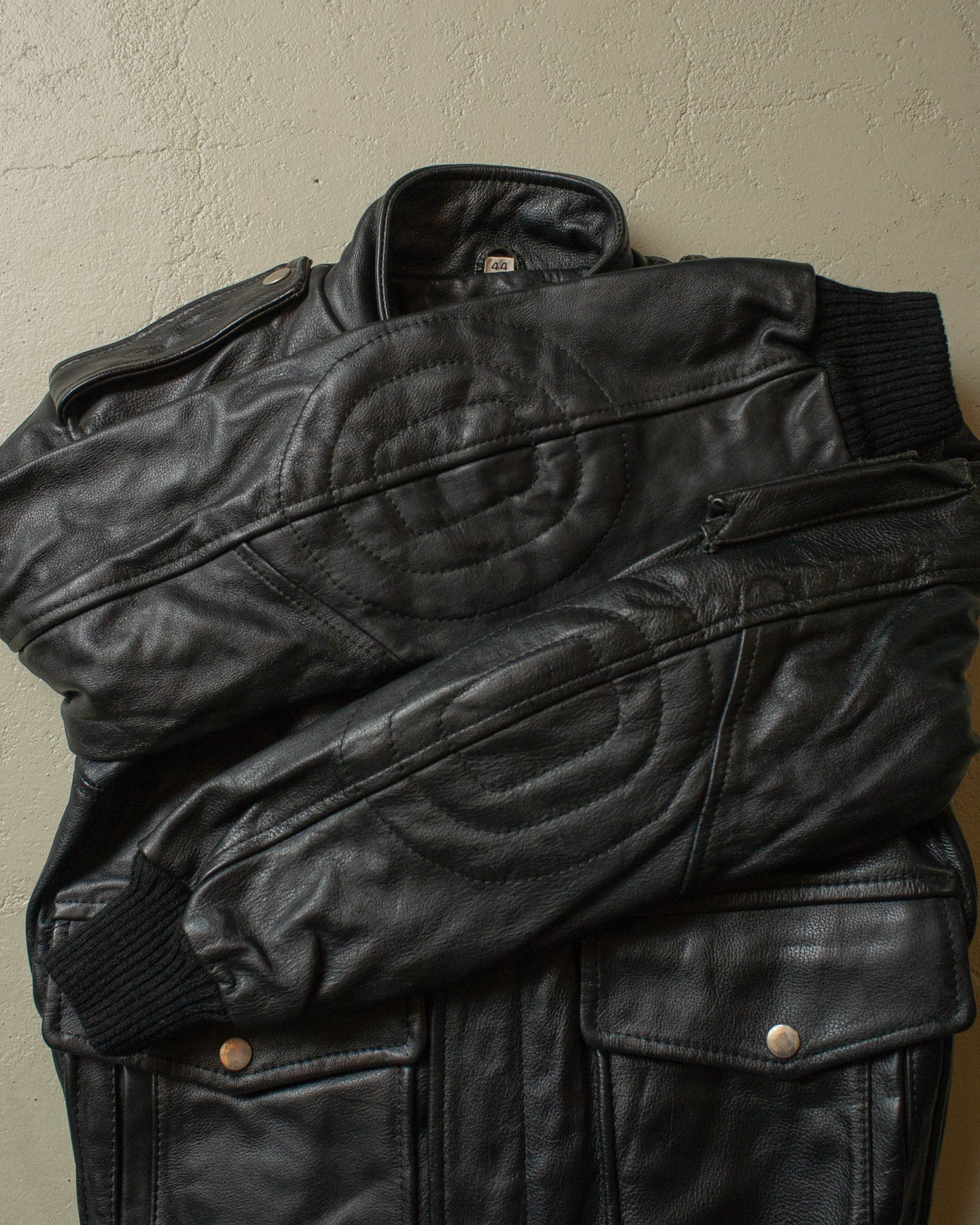 1980s lined Bomber Leather Jacket black - XS/S