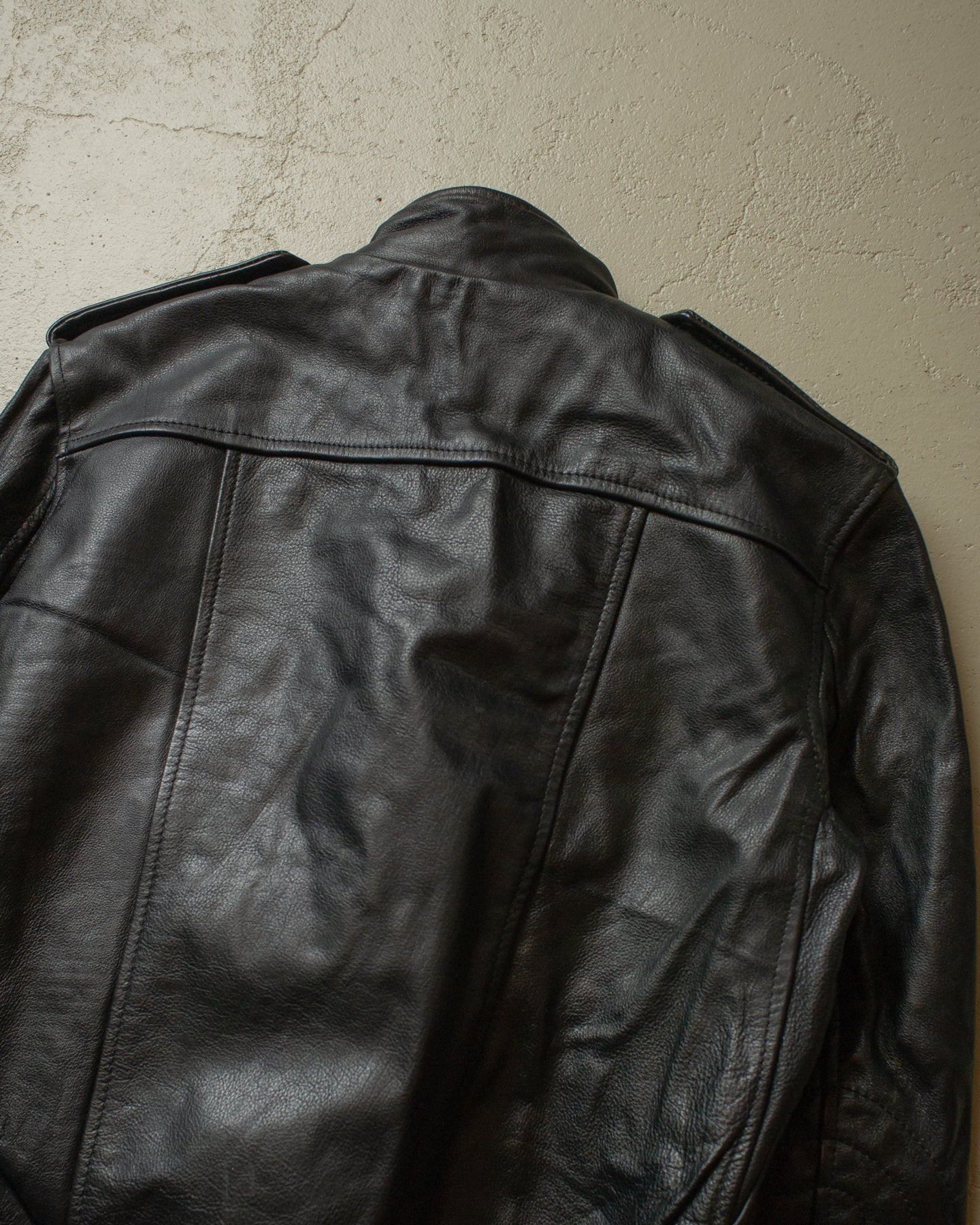 1980s lined Bomber Leather Jacket black - XS/S